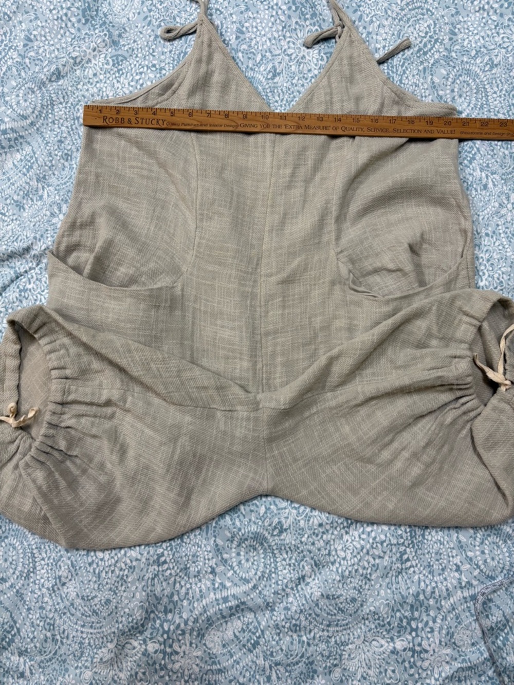 Free People Cream Linen-Texture Drawstring Hem Jumpsuit - Picture 12 of 16